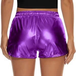 Purple Shiny Mini Shorts